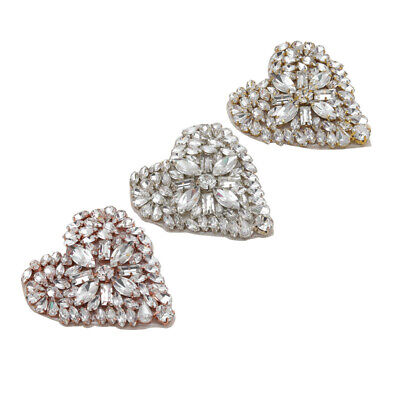 1X DIY Heart Shape Applique Rhinestone Patch Wedding Crystal Motif Craft Sewing • 11.82€