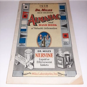 1939 Dr. Miles Weather Almanac Hand Book Valuable Information NERVINE Quackery - Picture 1 of 9