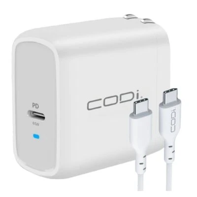 Cargador de Pared CODi 65W GaN con Puerto USB-C y Cable Trenzado Foto 1 de 4