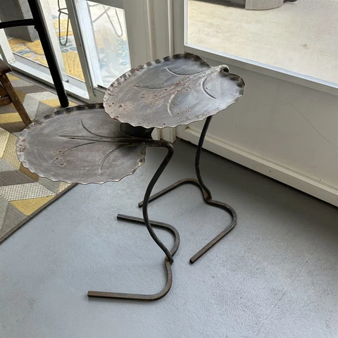 SALTERINI STYLE LILY PAD LEAF SIDE END TABLE DRINK STAND MID CENTURY NESTING Cover