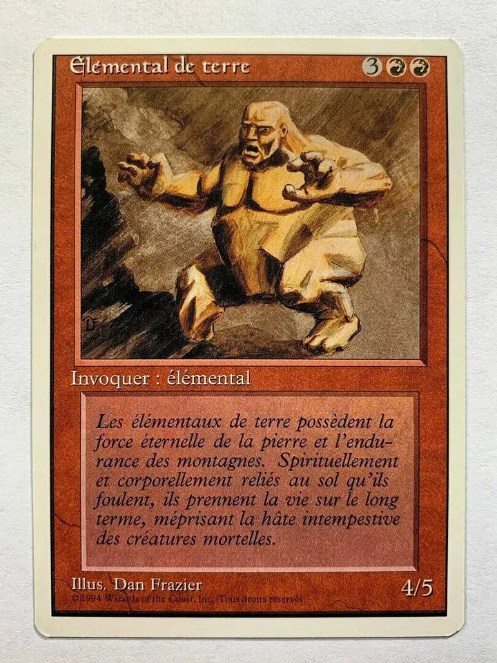 ELEMENTAL DE TERRE Revised FWB White Border French Magic MTG Earth Elemental HP - Image 1 of 1