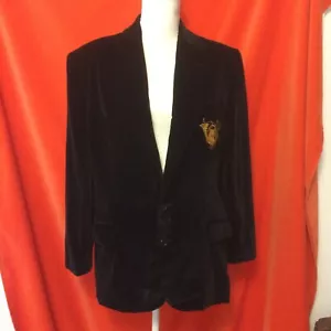 Ralph Lauren Vintage Schwarz Samt Fuchs Wappen Blazer Gr. 10 USA - Bild 1 von 12