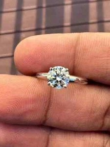 1.50Ct Round IGI Certified Lab Grown Diamond Solitaire Ring Solid 14K White Gold - Picture 1 of 23