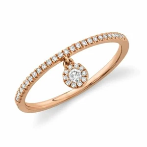 Dangling Dangle Diamond Ring 14K Rose Gold Band Statement Fashion 0.16 CT Round - Picture 1 of 2