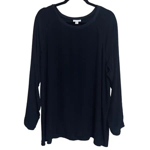 J Jill schwarzes Longline Strick Top XL Langarm halbtransparent klassisch leicht - Bild 1 von 9