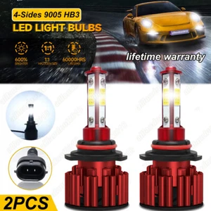 4-Sides 9005 HB3 LED Headlight Super Bright Bulbs Kit High/Low Beam White 6000K - Picture 1 of 12