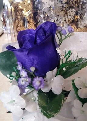 Groom and Groomsmen Dark Purple Boutonnieres Set of 2 - Image 1 of 4