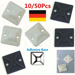 10-50Stück Kabelbinder Halterungen Draht Basis Halter selbstklebend 19mm x 19mm' - Picture 1 of 13