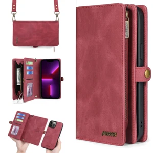 Crossbody Detachable Leather Zipper Cards Wallet Phone Case For Google/Xiaomi - Picture 1 of 12