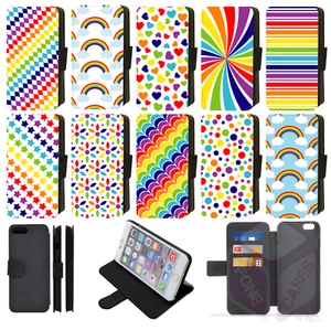 Rainbow Colours Design Flip/Wallet Phone Case Fits Samsung Galaxy S9 - S23 Plus - Picture 1 of 11