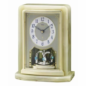 Seiko Clocks  Seiko Emblem Battery Marble Gold Finish Mantle Clock AHW465G - Picture 1 of 1