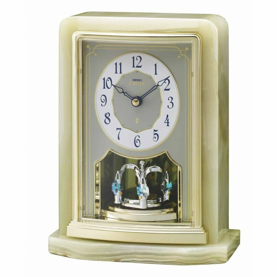 Seiko Clocks  Seiko Emblem Battery Marble Gold Finish Mantle Clock AHW465G - Image 1 of 1