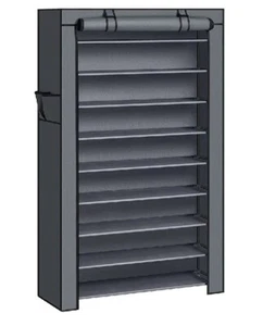 SONGMICS 10-Tier Shoes Rack with Dustproof Cover,28x88x160cm,Shoe Storage 40 ,50 - Picture 1 of 8