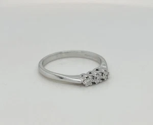 9ct Hallmarked White Gold Diamond Three Stone Ring Size N - Picture 1 of 5