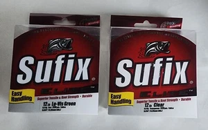 TWO Sufix Elite Monofilament Fishing Line 12 Lb 330 yd Low-Vis Green & Clear - Picture 1 of 3