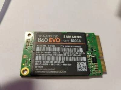 Low Hours SAMSUNG SSD 860 EVO mSATA 500gb  500 gb MZ-M6E500BW solid state drive - Image 1 of 3