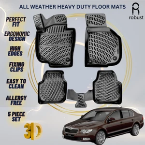 Floor Mats Liners For Skoda Superb 2008-2015 All Weather Heavy Duty 3D Car Rugs - Imagen 1 de 9