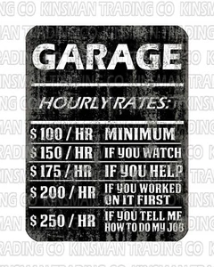 Garage Hourly Rate Funny Metal 9x12 Sign Mechanic Repair Shop Hot Rod Motorcycle - Picture 1 of 1