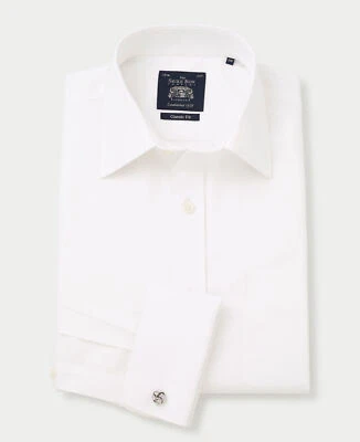 Savile Row Company Men's Classic Fit White Poplin Non-Iron Formal Dress Shirts - Image 1 of 4