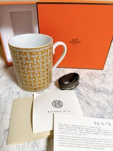 Taza HERMES Paris Mosaico Au 24 Oro 300 ml Porcelana Vajilla con Estuche - Imagen 1 de 1