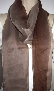 Banana Republic 100% Silk Beige-Brown Gradient Color Rectangle Scarf-70" x 22" - Picture 1 of 6
