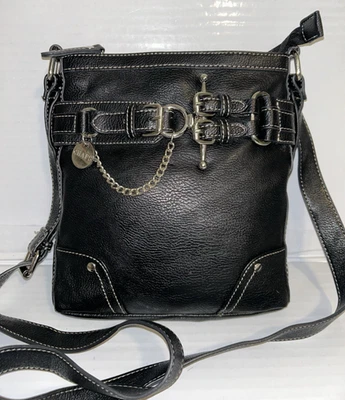 Bolso Bandolera CHAPS by Ralph Lauren Horsebit Negro Cartera Cuero Sintético Foto 1 de 4