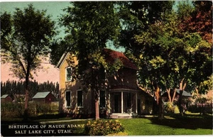 Vintage Geburtsort von Maude Adams Salt Lake City Utah Postkarte - Bild 1 von 2