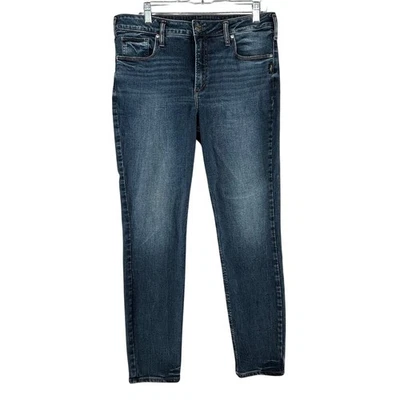 Pantalones de mezclilla plateados Co Avery ajustados tiro alto para mujer W34 L29 (28L) lavado oscuro Foto 1 de 4