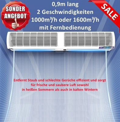 HUANG XI Elektro Türluftschleier Lufterhitzer Luftschleier mit Fernbedienu 0,9m 1600 m³/h