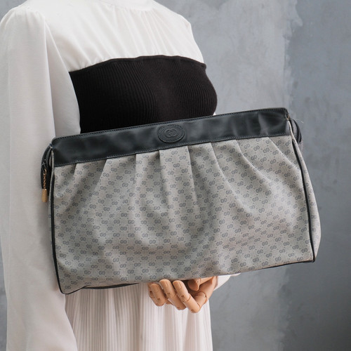 *RARO* Borsa a mano pochette vintage GUCCI pochette micro GG blu navy autentica