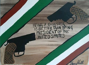 Mafia Signed Original Henry Hill Cosa Nostra Gangster Painting Italian Flag A-4 - Picture 1 of 9