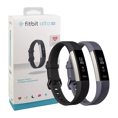 Fitbit Alta HR Fitness Wristband Activity Tracker Black / Gray Coral S / L Band - Image 1 of 2
