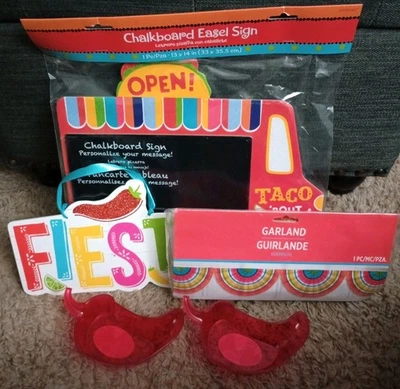 Party Supplies Taco Truck Chalkboard Easel - Fiesta Sign - Banner - Chili Bowls - Image 1 of 4