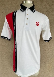 Vintage Texaco Oil Speed Zone Race Gear weiß rot Baumwolle Poloshirt Herren Medium - Bild 1 von 5