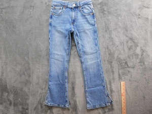 Zara Jeans Girls Size 9 Blue Flare Stretch Adjustable Waist Youth Denim Pants - Picture 1 of 13