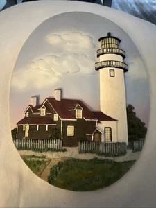 3D Ceramic Cape Cod, MA Lighthouse Oval Wall Plaque Picture Decor - Picture 1 of 2