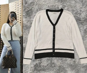 YarnWorks Cardigan Sweater Womens Medium Knit Casual Soft New Tags Beige - Picture 1 of 10
