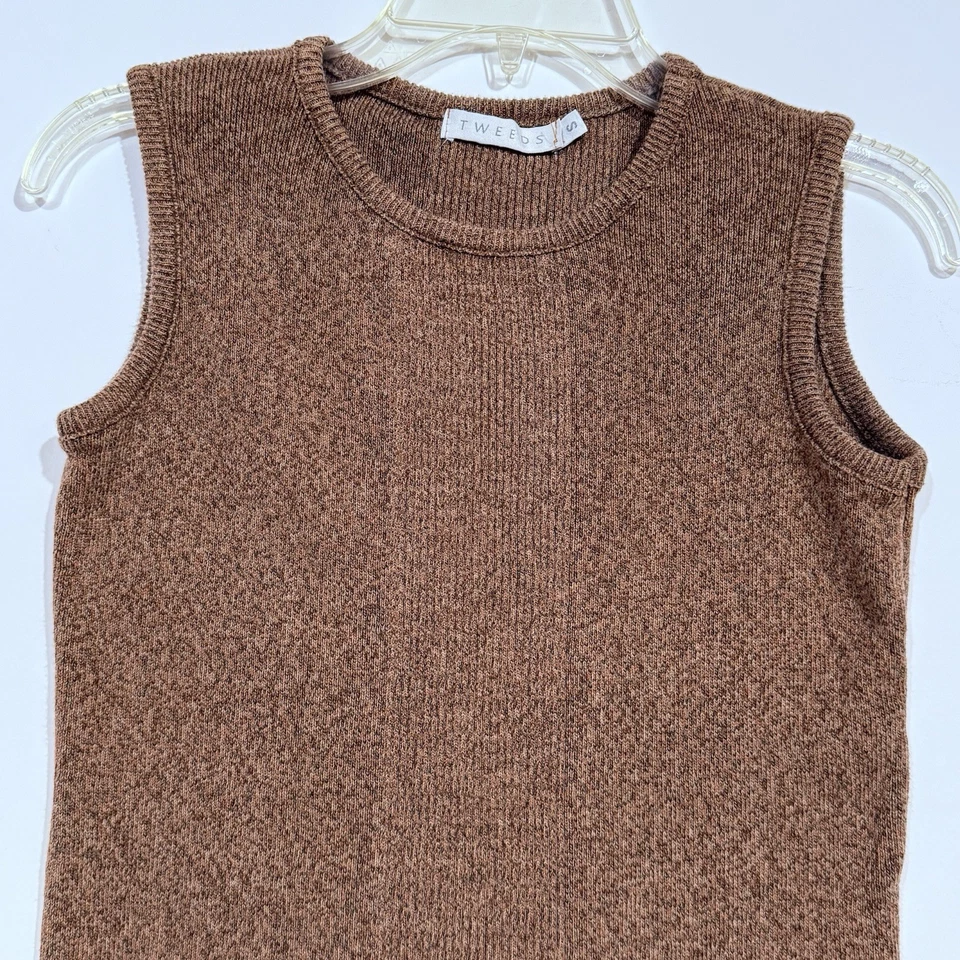 Твид майка маленький без рукавов вязаный коричневый женщин - Изображение 1 из 4