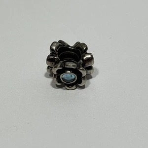 Pandora Sterling Silver Ribbon Bead with Blue Topaz Charm #790279BTP[055WEJ] - Picture 1 of 6
