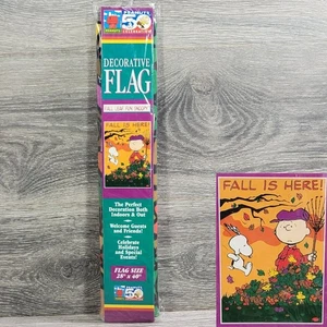 Vintage 1999 Peanuts Snoopy & Charlie Brown Flagge 28” x 40” Fall Is Here Outdoor - Bild 1 von 13