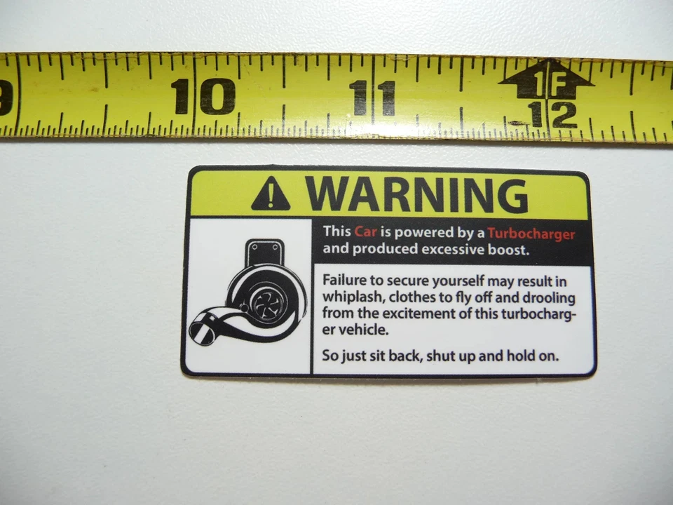 WARNING THIS CAR TURBOCHARGER BOOST CLOTHES JDM FUNNY SMALL STICKER DECAL MINI - Image 1 of 1