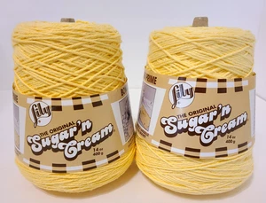 Lily Sugar'n Cream Cotton Cone Yarn 14 oz YELLOW, 1 OR 2 CONES different batch # - Picture 1 of 12