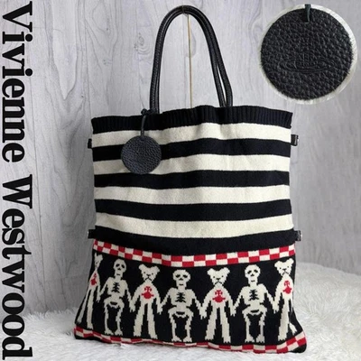 Bolso de Mano VIVIENNE WESTWOOD Orbe Calavera Oso Tejido Negro Blanco Rojo Logo Dije Japón Foto 1 de 4