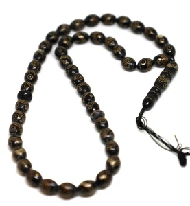ancient black coral { yousr} beads with putting of brownz rosary - Picture 1 of 4