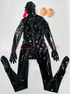 Latex Gummi catsuit C Cup Silicone Breast 3 Sheath 0.4MM Custom made - Picture 1 of 6