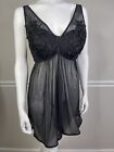 Just Sexy Lingerie Floral Lace Black  Sz 2X Babydoll Underwire Support Sheer