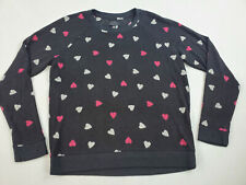 new LUCKY BRAND women sweatshirt pullover 7WP7103 BAI/960 black hearts M $69.50