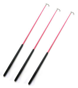 3 High Quality Gymnastic batons 19 inch Pink Rod Black Handle - No Ribbons