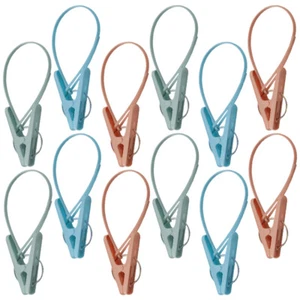 12 Pcs Windproof Drying Clip Clothing with Rope Beach Towel Clips - Picture 1 of 12