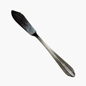 Stainless Steel Butter Knife Elegant Grooved Handle Vintage Art Deco Design - Picture 1 of 6